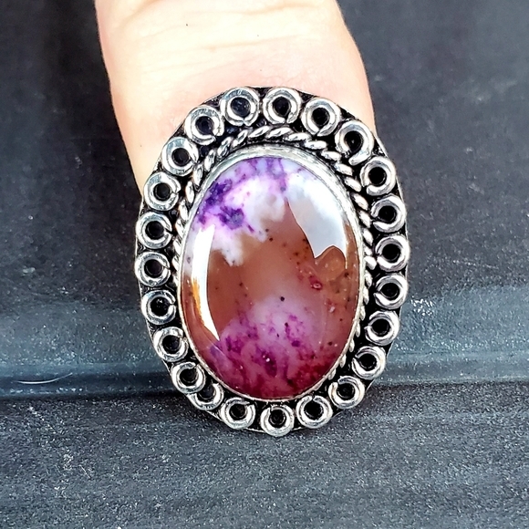 New Dyed Dendritic Opal 925 Silver Ring. - Picture 13 of 14